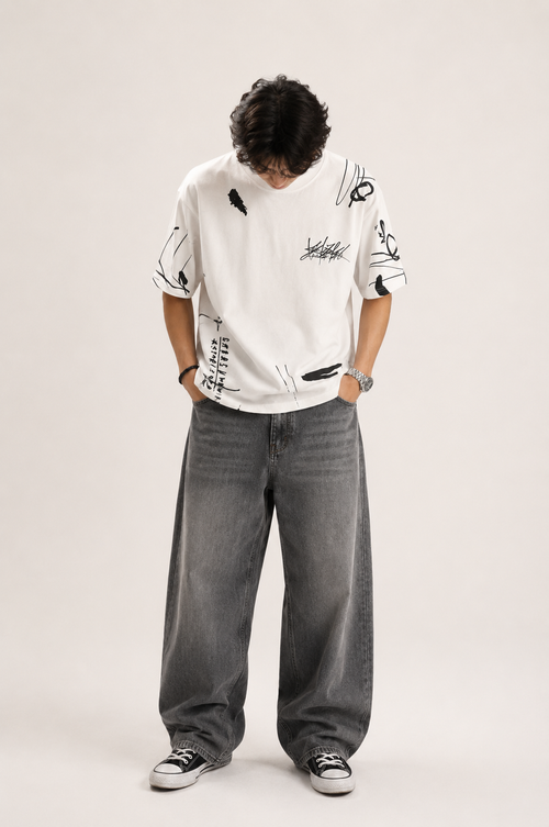 FROG streetwear | Rib It 93 — All-Over Graffiti Oversized T-Shirt